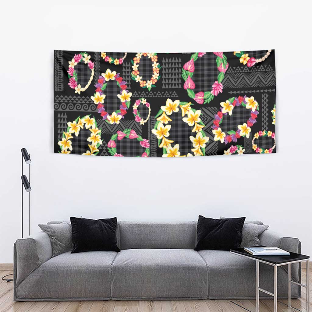 Hawaiian Kakau Tattoo Leis and Palaka Pattern Tapestry Traditional Aloha Tribal Black Color LT03 - Polynesian Pride