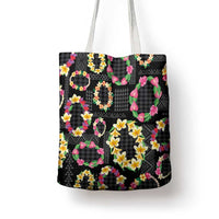 Hawaiian Kakau Tattoo Leis and Palaka Pattern Tote Bag Traditional Aloha Tribal Black Color LT03 - Polynesian Pride