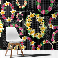 Hawaiian Kakau Tattoo Leis and Palaka Pattern Window Curtain Traditional Aloha Tribal Black Color LT03 - Polynesian Pride