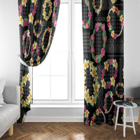 Hawaiian Kakau Tattoo Leis and Palaka Pattern Window Curtain Traditional Aloha Tribal Black Color LT03 - Polynesian Pride
