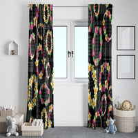 Hawaiian Kakau Tattoo Leis and Palaka Pattern Window Curtain Traditional Aloha Tribal Black Color LT03 - Polynesian Pride