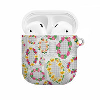 Hawaiian Kakau Tattoo Leis and Palaka Pattern AirPods Case Traditional Aloha Tribal White Color LT03 White - Polynesian Pride