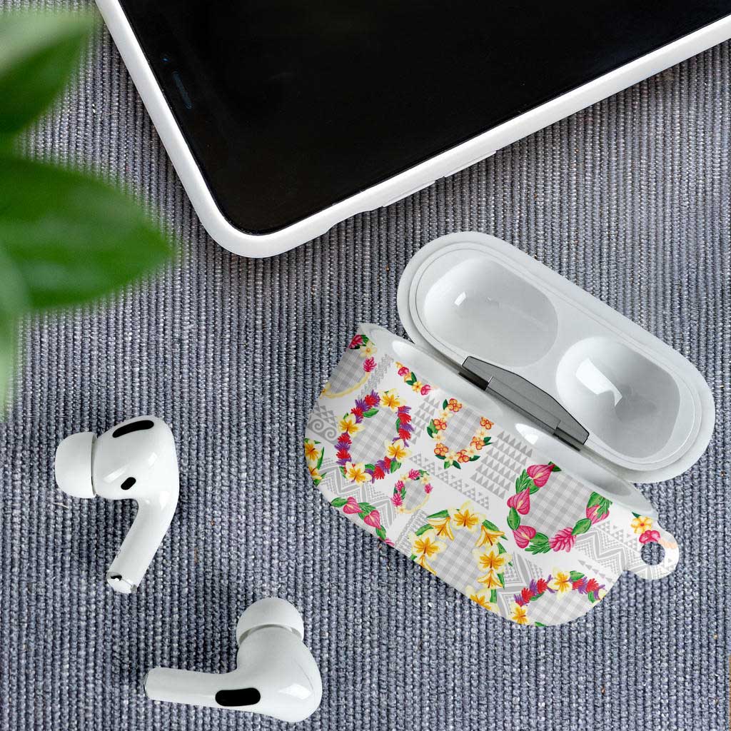 Hawaiian Kakau Tattoo Leis and Palaka Pattern AirPods Case Traditional Aloha Tribal White Color LT03 - Polynesian Pride