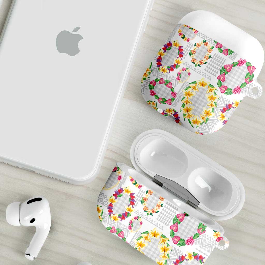 Hawaiian Kakau Tattoo Leis and Palaka Pattern AirPods Case Traditional Aloha Tribal White Color LT03 - Polynesian Pride
