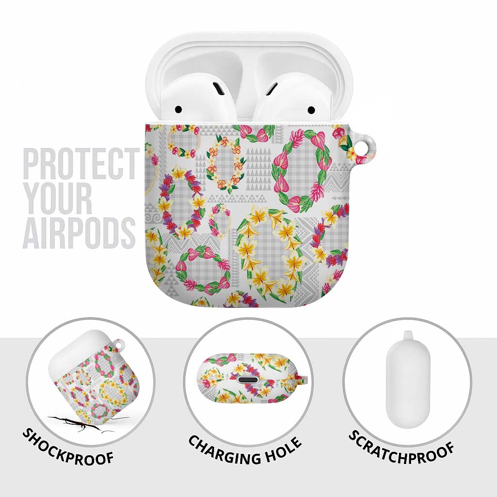 Hawaiian Kakau Tattoo Leis and Palaka Pattern AirPods Case Traditional Aloha Tribal White Color LT03 - Polynesian Pride