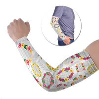 Hawaiian Kakau Tattoo Leis and Palaka Pattern Arm Sleeves Traditional Aloha Tribal White Color LT03 Set of 2 White - Polynesian Pride