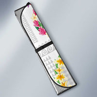 Hawaiian Kakau Tattoo Leis and Palaka Pattern Auto Sun Shade Traditional Aloha Tribal White Color LT03 - Polynesian Pride