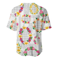 Hawaiian Kakau Tattoo Leis and Palaka Pattern Baseball Jersey Traditional Aloha Tribal White Color