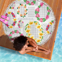 Hawaiian Kakau Tattoo Leis and Palaka Pattern Beach Blanket Traditional Aloha Tribal White Color LT03 - Polynesian Pride
