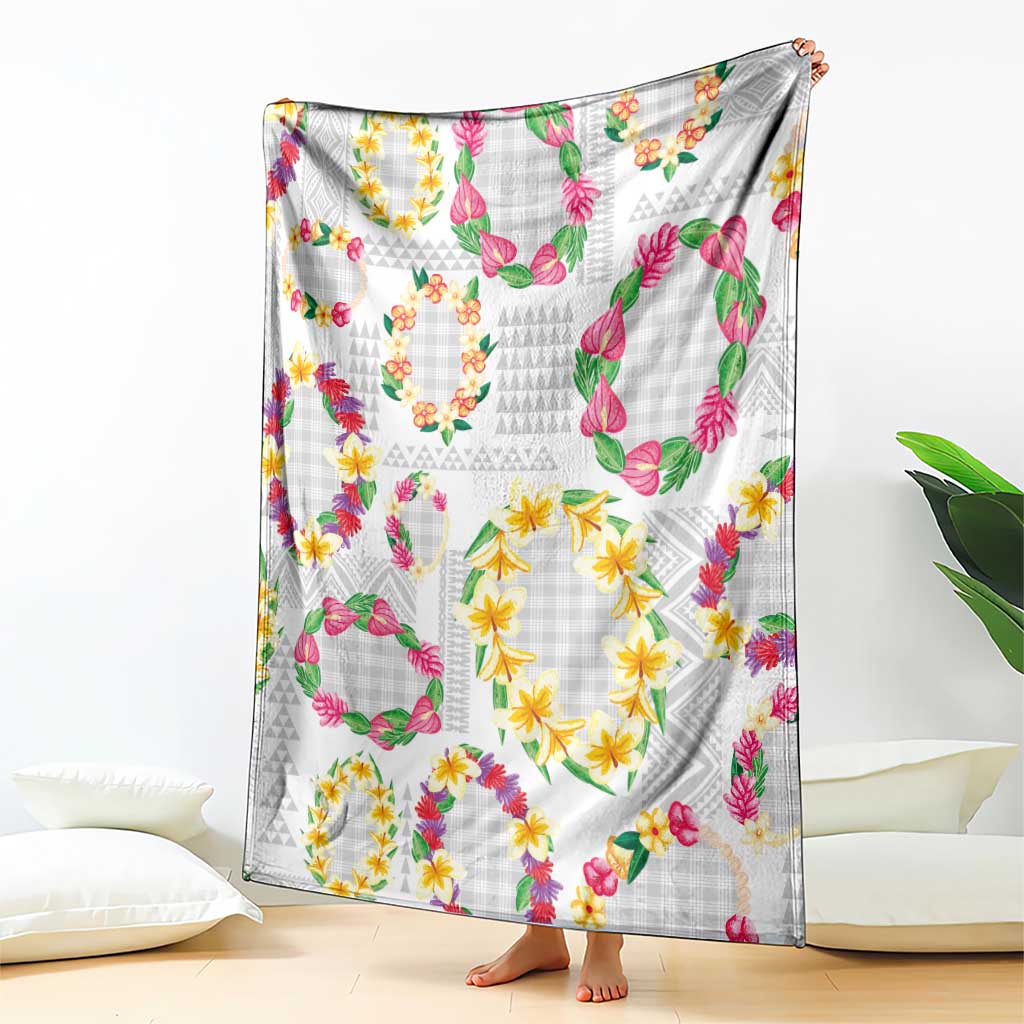 Hawaiian Kakau Tattoo Leis and Palaka Pattern Blanket Traditional Aloha Tribal White Color LT03 - Polynesian Pride