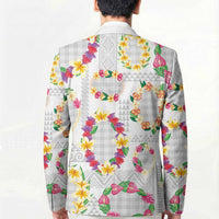 Hawaiian Kakau Tattoo Leis and Palaka Pattern Blazer Traditional Aloha Tribal White Color