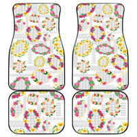 Hawaiian Kakau Tattoo Leis and Palaka Pattern Car Mats Traditional Aloha Tribal White Color LT03 - Polynesian Pride