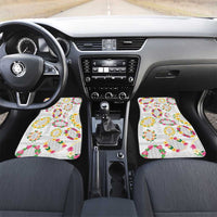 Hawaiian Kakau Tattoo Leis and Palaka Pattern Car Mats Traditional Aloha Tribal White Color LT03 Set 2pcs - Front White - Polynesian Pride