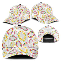 Hawaiian Kakau Tattoo Leis and Palaka Pattern Classic Cap Traditional Aloha Tribal White Color