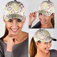 Hawaiian Kakau Tattoo Leis and Palaka Pattern Classic Cap Traditional Aloha Tribal White Color