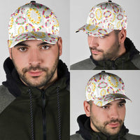 Hawaiian Kakau Tattoo Leis and Palaka Pattern Classic Cap Traditional Aloha Tribal White Color