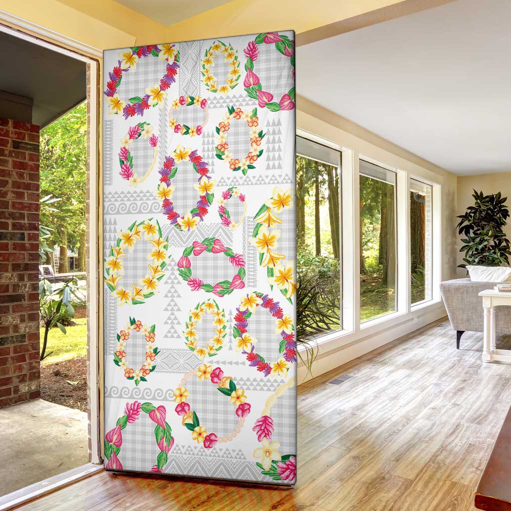 Hawaiian Kakau Tattoo Leis and Palaka Pattern Door Cover Traditional Aloha Tribal White Color LT03 - Polynesian Pride