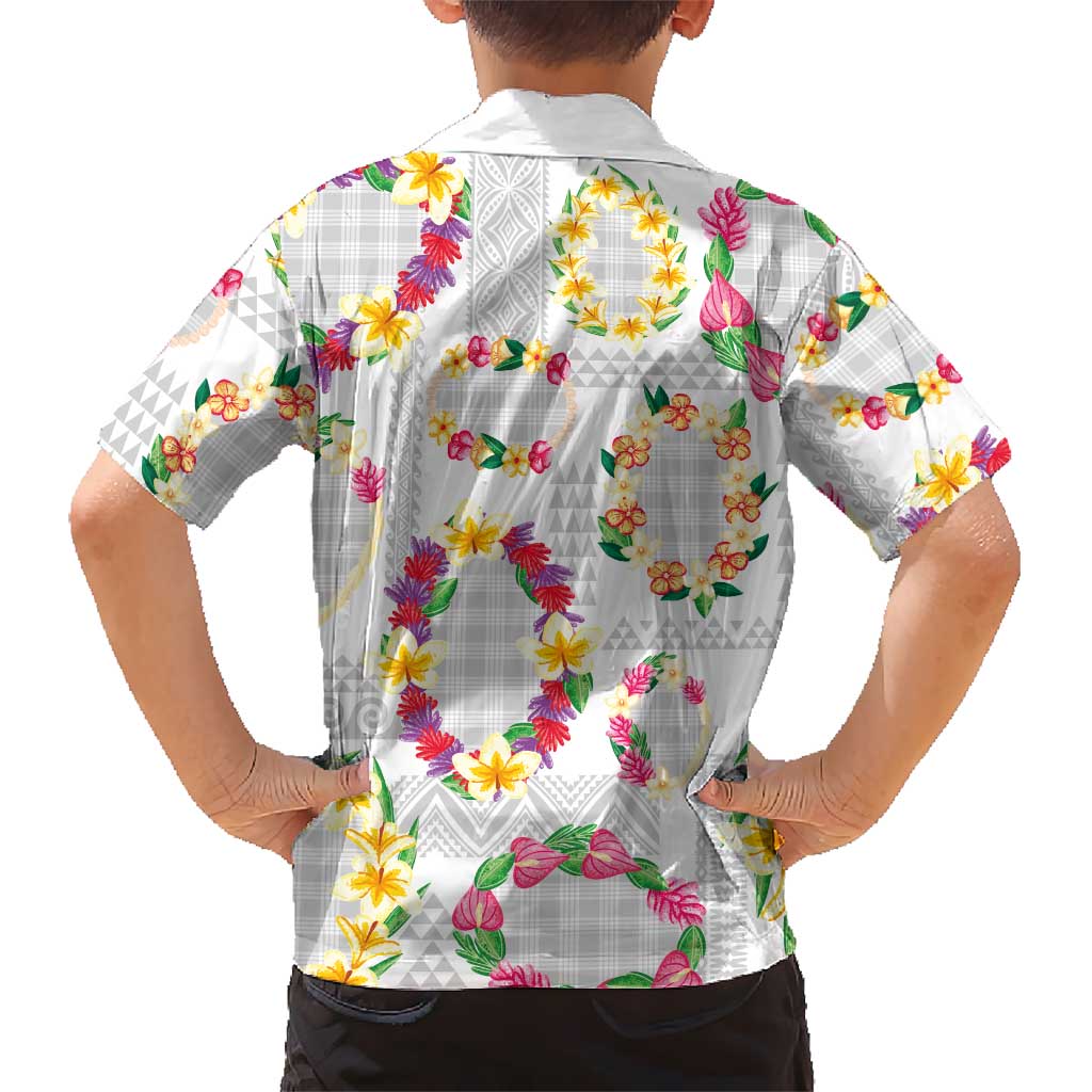 Hawaiian Kakau Tattoo Leis and Palaka Pattern Family Matching Long Sleeve Bodycon Dress and Hawaiian Shirt Traditional Aloha Tribal White Color