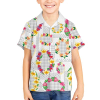 Hawaiian Kakau Tattoo Leis and Palaka Pattern Family Matching Mermaid Dress and Hawaiian Shirt Traditional Aloha Tribal White Color