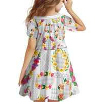 Hawaiian Kakau Tattoo Leis and Palaka Pattern Family Matching Off Shoulder Maxi Dress and Hawaiian Shirt Traditional Aloha Tribal White Color