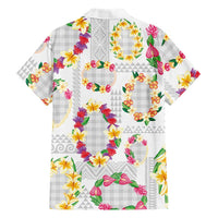 Hawaiian Kakau Tattoo Leis and Palaka Pattern Family Matching Off Shoulder Maxi Dress and Hawaiian Shirt Traditional Aloha Tribal White Color