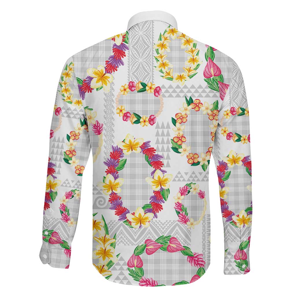 Hawaiian Kakau Tattoo Leis and Palaka Pattern Family Matching Off Shoulder Maxi Dress and Hawaiian Shirt Traditional Aloha Tribal White Color