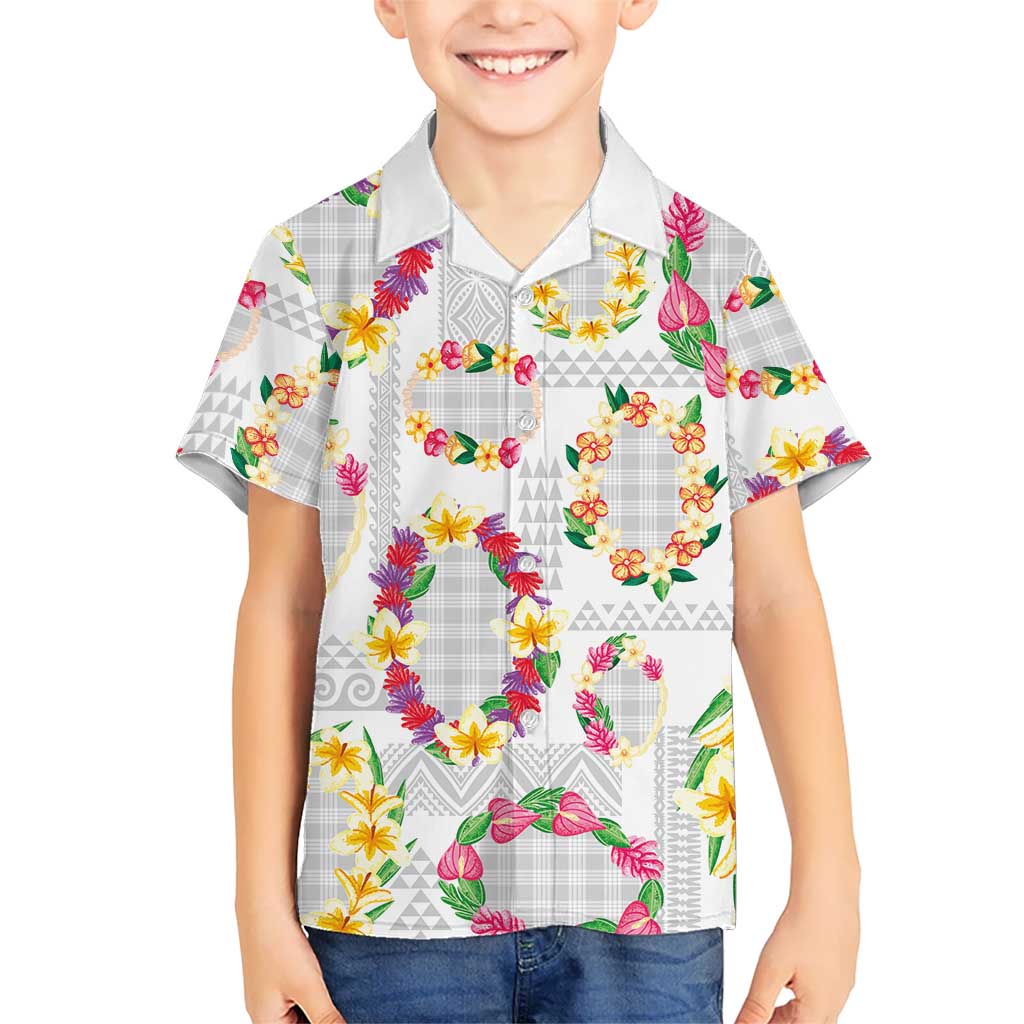 Hawaiian Kakau Tattoo Leis and Palaka Pattern Family Matching Summer Maxi Dress and Hawaiian Shirt Traditional Aloha Tribal White Color