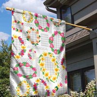 Hawaiian Kakau Tattoo Leis and Palaka Pattern Garden Flag Traditional Aloha Tribal White Color LT03 - Polynesian Pride