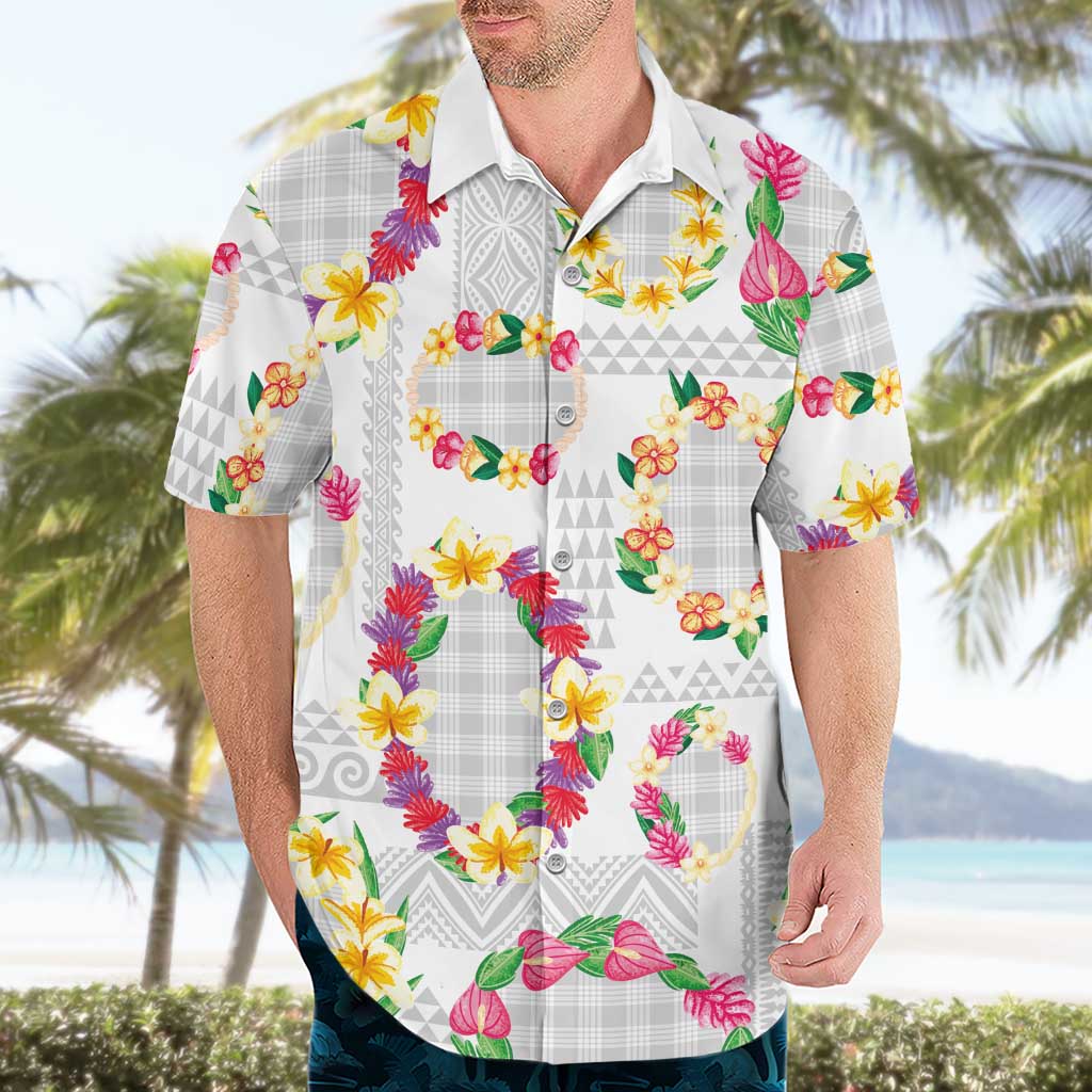 Hawaiian Kakau Tattoo Leis and Palaka Pattern Hawaiian Shirt Traditional Aloha Tribal White Color LT03 - Polynesian Pride