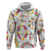 Hawaiian Kakau Tattoo Leis and Palaka Pattern Hoodie Traditional Aloha Tribal White Color LT03 Pullover Hoodie White - Polynesian Pride