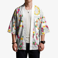 Hawaiian Kakau Tattoo Leis and Palaka Pattern Kimono Traditional Aloha Tribal White Color LT03 - Polynesian Pride