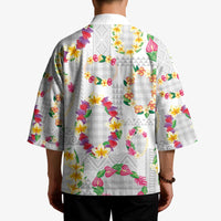 Hawaiian Kakau Tattoo Leis and Palaka Pattern Kimono Traditional Aloha Tribal White Color LT03 - Polynesian Pride