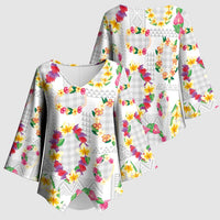 Hawaiian Kakau Tattoo Leis and Palaka Pattern Kimono Sleeve Blouse Traditional Aloha Tribal White Color LT03 - Polynesian Pride