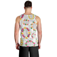 Hawaiian Kakau Tattoo Leis and Palaka Pattern Men Tank Top Traditional Aloha Tribal White Color LT03 - Polynesian Pride