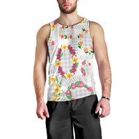Hawaiian Kakau Tattoo Leis and Palaka Pattern Men Tank Top Traditional Aloha Tribal White Color LT03 - Polynesian Pride