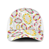 Hawaiian Kakau Tattoo Leis and Palaka Pattern Mesh Trucker Cap Traditional Aloha Tribal White Color LT03 One Size White White - Polynesian Pride