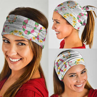 Hawaiian Kakau Tattoo Leis and Palaka Pattern Neck Gaiter Traditional Aloha Tribal White Color