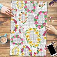 Hawaiian Kakau Tattoo Leis and Palaka Pattern Puzzle Traditional Aloha Tribal White Color
