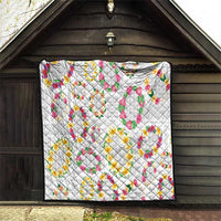 Hawaiian Kakau Tattoo Leis and Palaka Pattern Quilt Traditional Aloha Tribal White Color
