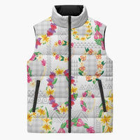Hawaiian Kakau Tattoo Leis and Palaka Pattern Sleeveless Puffer Jacket Traditional Aloha Tribal White Color LT03 Unisex White - Polynesian Pride