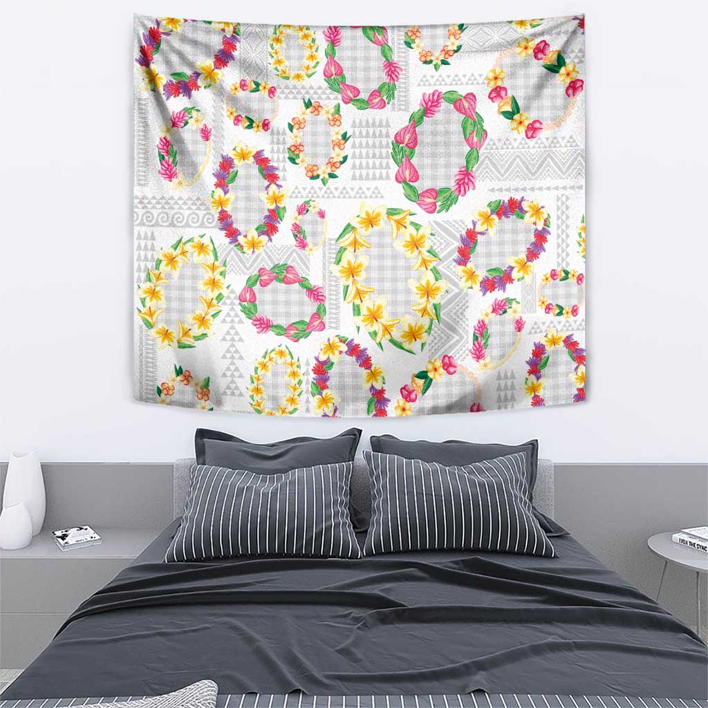 Hawaiian Kakau Tattoo Leis and Palaka Pattern Tapestry Traditional Aloha Tribal White Color LT03 - Polynesian Pride
