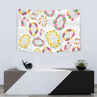 Hawaiian Kakau Tattoo Leis and Palaka Pattern Tapestry Traditional Aloha Tribal White Color LT03 - Polynesian Pride