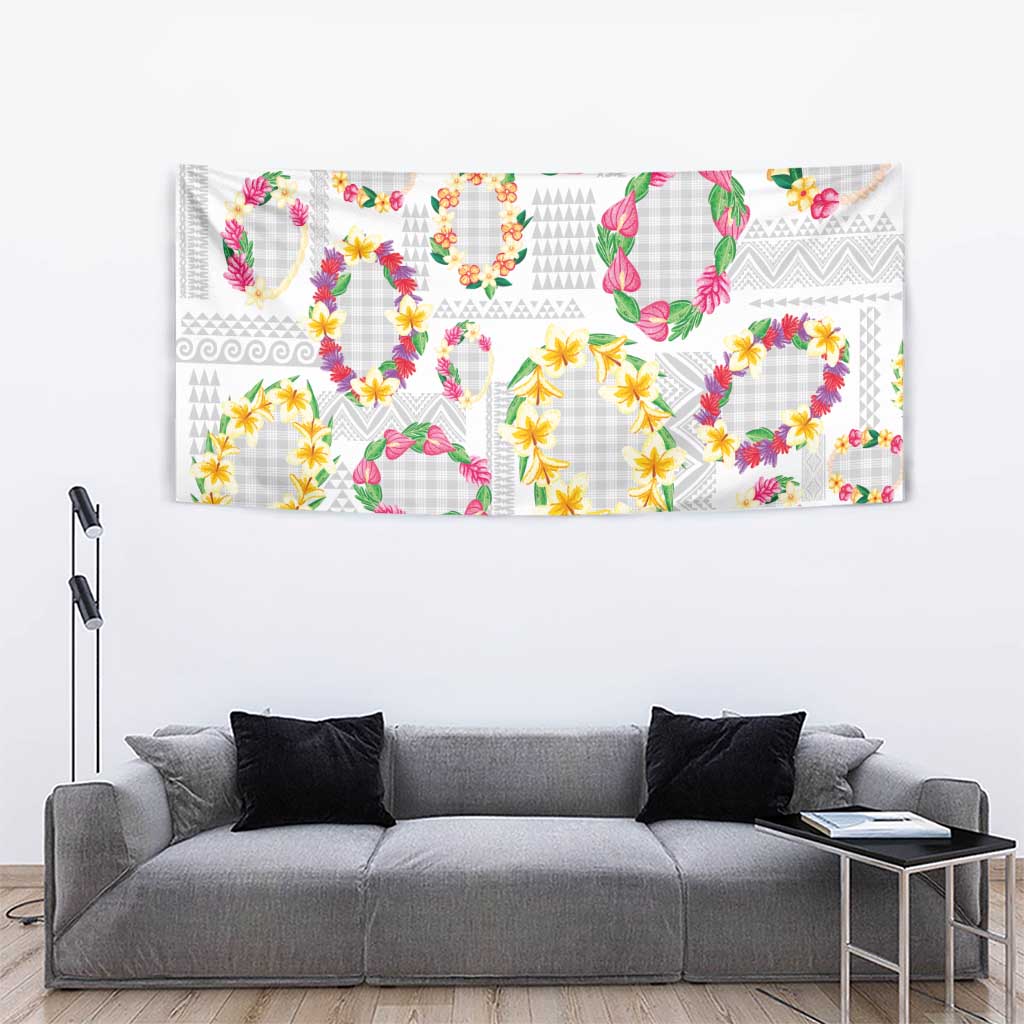 Hawaiian Kakau Tattoo Leis and Palaka Pattern Tapestry Traditional Aloha Tribal White Color LT03 - Polynesian Pride