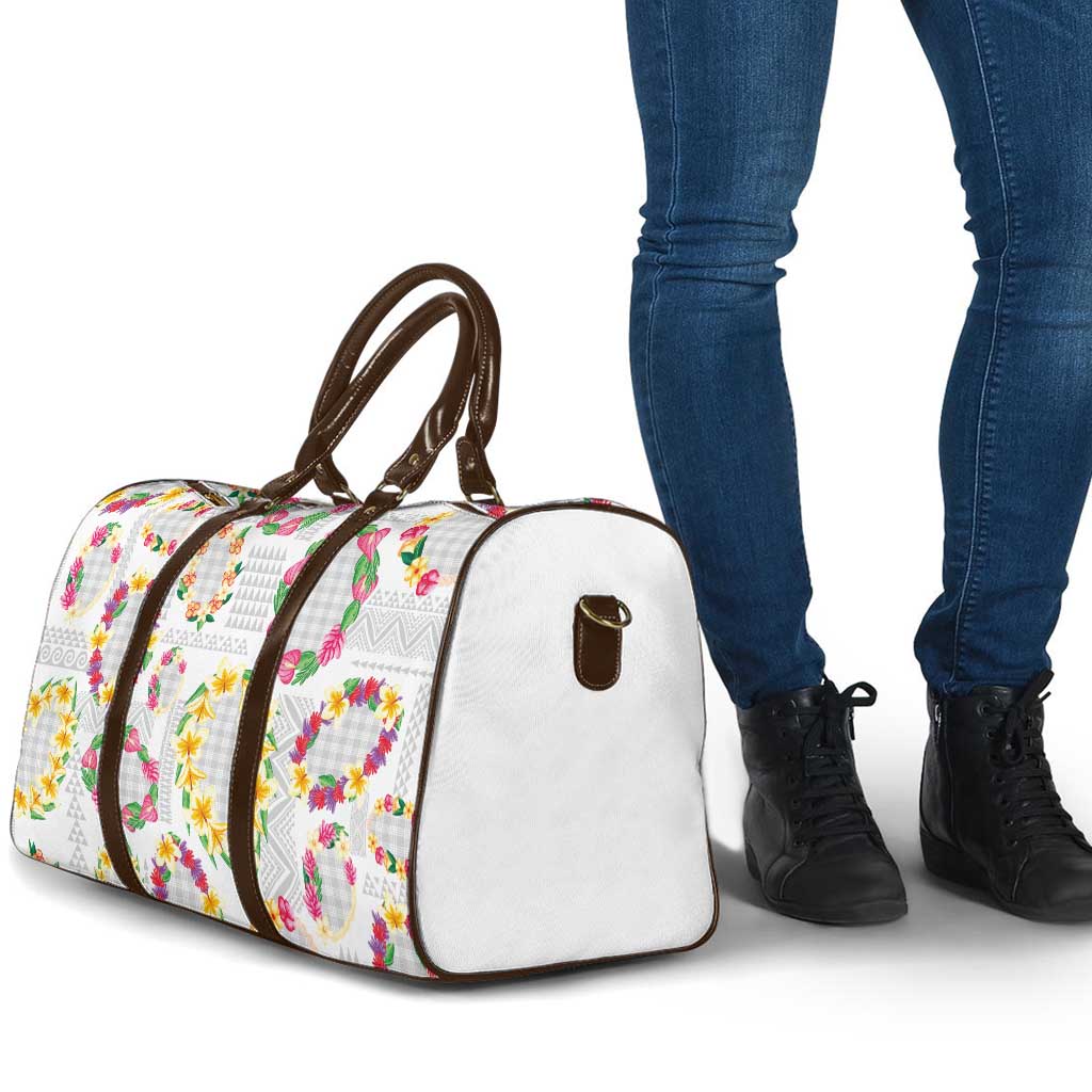 Hawaiian Kakau Tattoo Leis and Palaka Pattern Travel Bag Traditional Aloha Tribal White Color LT03 - Polynesian Pride
