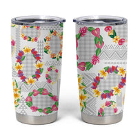 Hawaiian Kakau Tattoo Leis and Palaka Pattern Tumbler Cup Traditional Aloha Tribal White Color LT03 White - Polynesian Pride