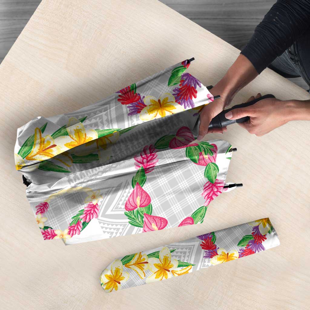 Hawaiian Kakau Tattoo Leis and Palaka Pattern Umbrella Traditional Aloha Tribal White Color LT03 - Polynesian Pride