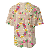 Hawaiian Kakau Tattoo Leis and Palaka Pattern Baseball Jersey Traditional Aloha Tribal Beige Color LT03 - Polynesian Pride