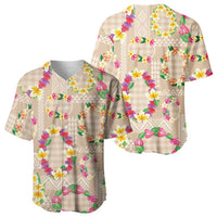 Hawaiian Kakau Tattoo Leis and Palaka Pattern Baseball Jersey Traditional Aloha Tribal Beige Color LT03 - Polynesian Pride