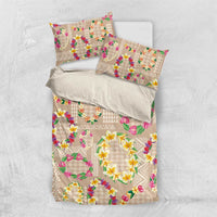 Hawaiian Kakau Tattoo Leis and Palaka Pattern Bedding Set Traditional Aloha Tribal Beige Color LT03 US Twin 172cm x 218cm Beige - Polynesian Pride
