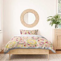 Hawaiian Kakau Tattoo Leis and Palaka Pattern Bedding Set Traditional Aloha Tribal Beige Color LT03 - Polynesian Pride